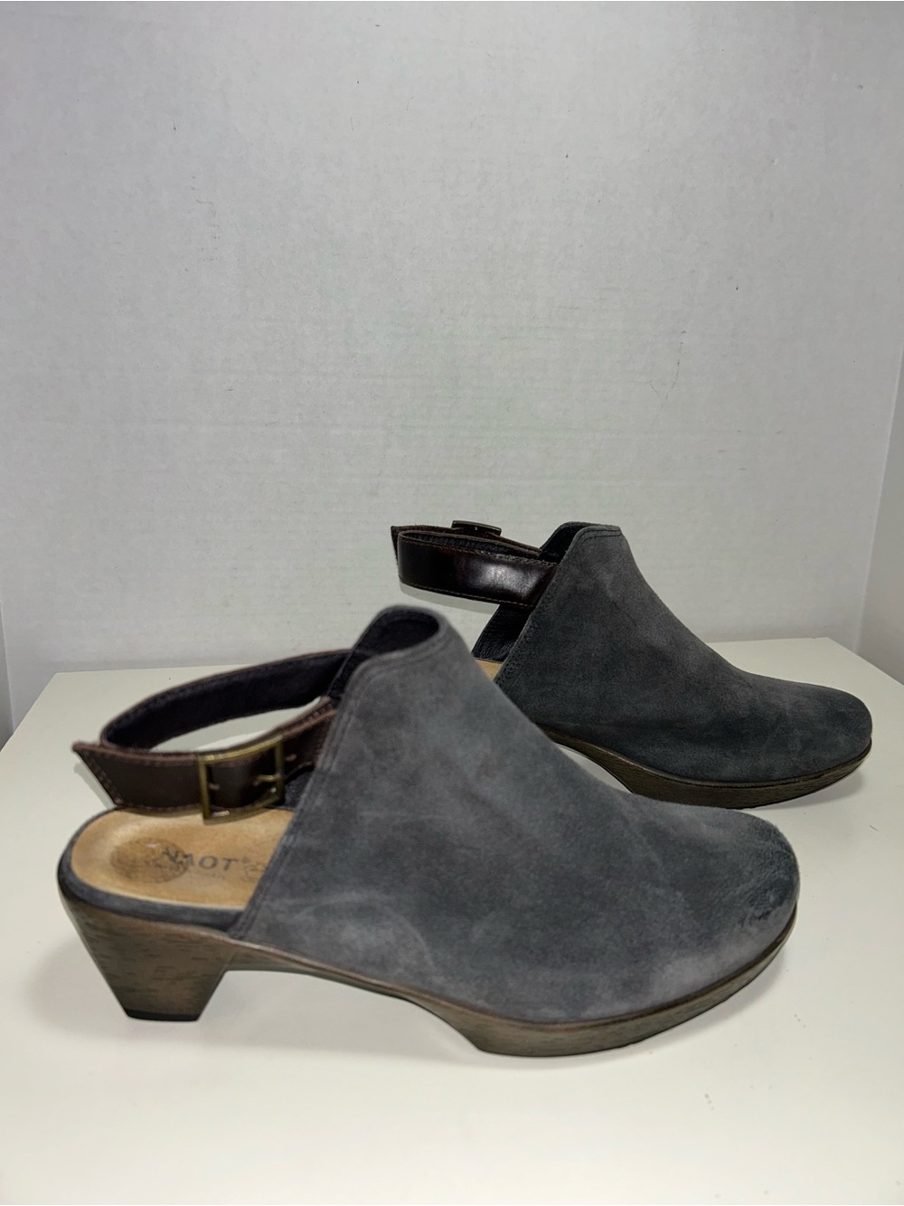 Naot Upgrade Gray Distressed Suede Leather Slingback Clog